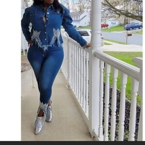 Stylish Blue Denim Jacket and Jeans Set